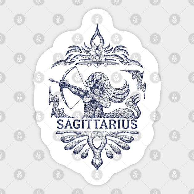 Sagittarius Zodiac Sign Vintage Sticker by AllWellia